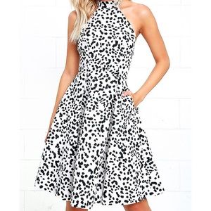 Keepsake City Heat Ivory and Black Print Dress